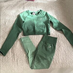 Gymshark Green Leggings and Crop Top Set